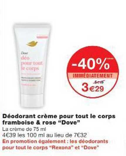 Déodorant crème pour tout le corps framboise & rose "Dove"