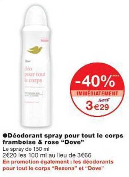Déodorant spray pour tout le corps framboise & rose “Dove”