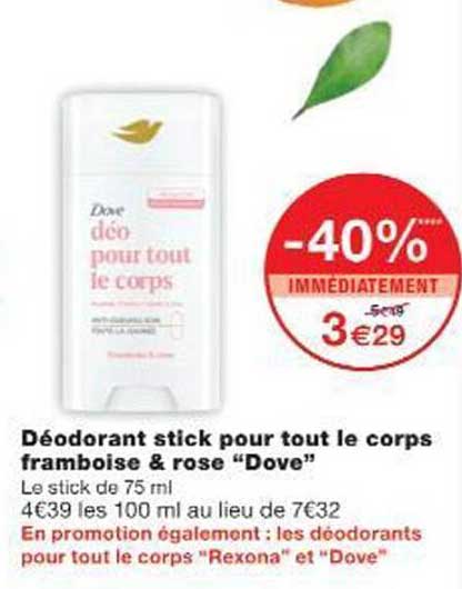 Déodorant stick pour tout le corps framboise & rose "Dove"