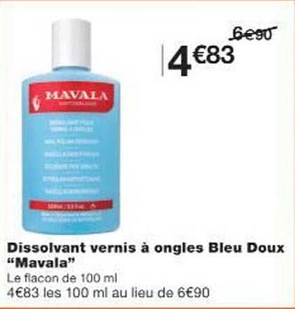 Dissolvant vernis à ongles Bleu Doux "Mavala"