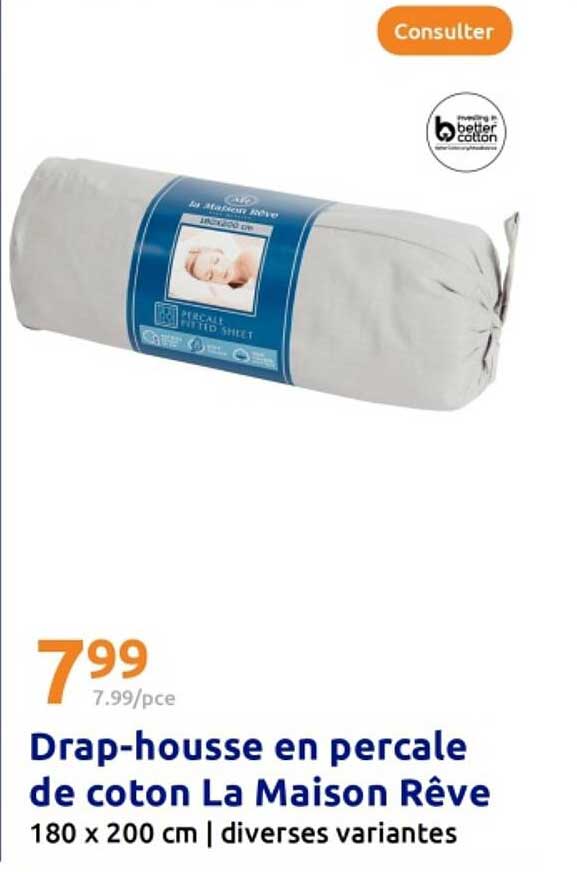 Drap-housse en percale de coton La Maison Rêve