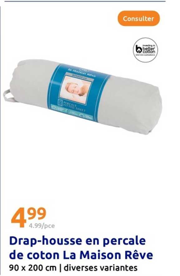 Drap-housse en percale de coton La Maison Rêve