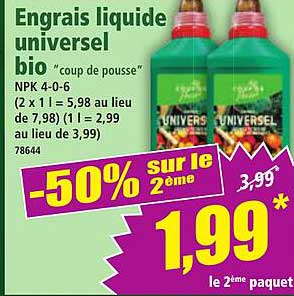 Engrais liquide universel bio "coup de pousse" NPK 4-0-6