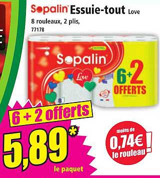 Essuie-tout Love 8 rouleaux, 2 plis