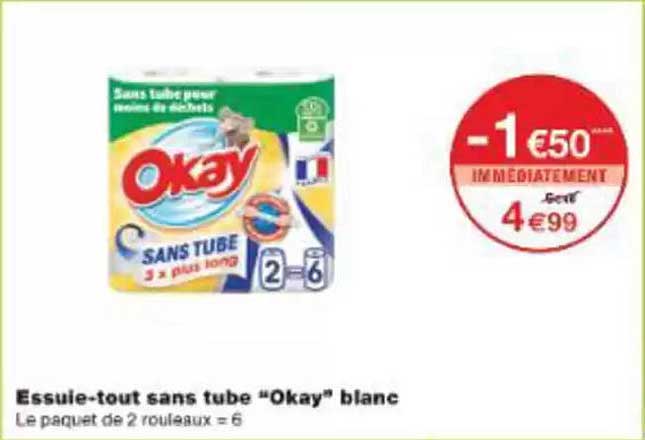 Essuie-tout sans tube "Okay" blanc