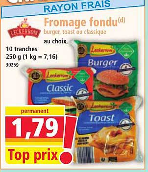 Fromage fondu(d) burger, toast ou classique au choix