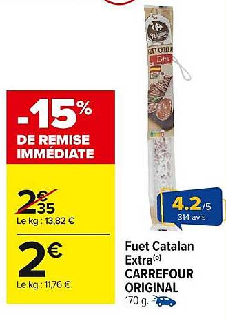 Fuet Catalan Extra(ò) CARREFOUR ORIGINAL 170 g