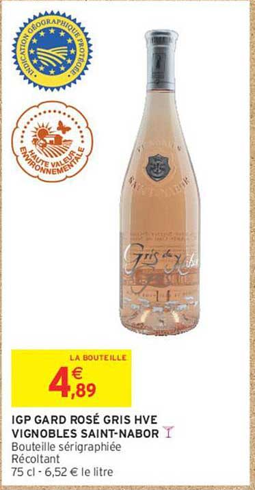 IGP GARD ROSÉ GRIS HVE VIGNOBLES SAINT-NABOR