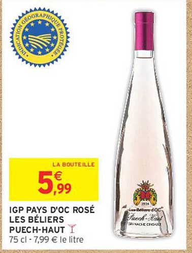 IGP PAYS D'OC ROSÉ LES BÉLIERS PUECH-HAUT