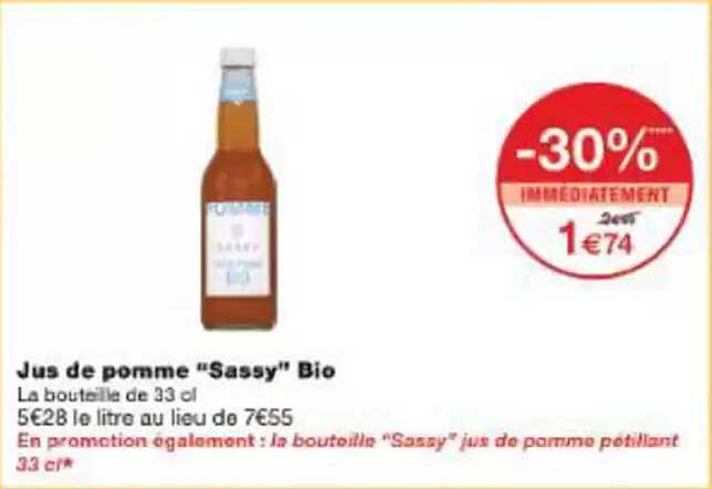 Jus de pomme "Sassy" Bio