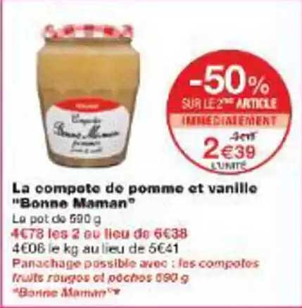La compote de pomme et vanille "Bonne Maman"