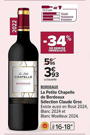 La Petite Chapelle de Bordeaux Sélection Claude Gros