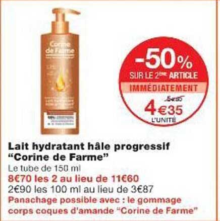 Lait hydratant hâle progressif “Corine de Farme”