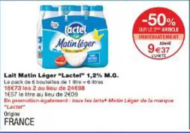 Lait Matin Léger "Lactel" 1,2% M.G.