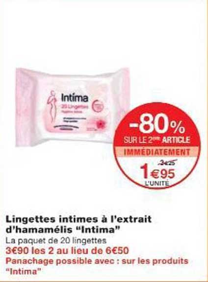 Lingettes intimes à l’extrait d’hamamélis “Intima”