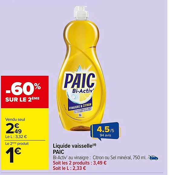 Liquide vaisselle PAIC Bi-Activ