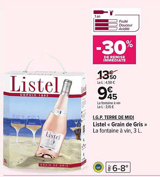 Listel « Grain de Gris » La fontaine à vin, 3 L