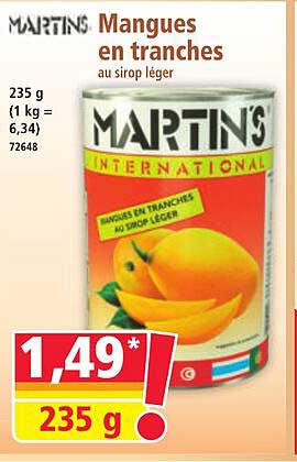 Mangues en tranches au sirop léger