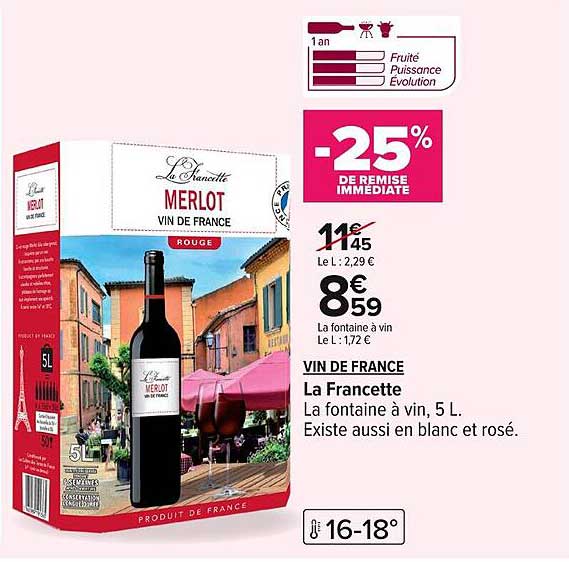 Merlot La Francette - 25% de remise immédiate