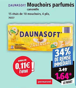 Mouchoirs parfumés camomille