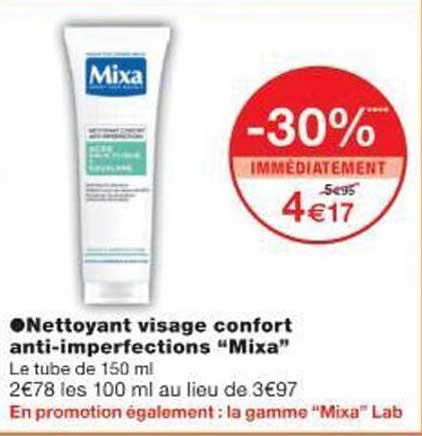 Nettoyant visage confort anti-imperfections “Mixa”