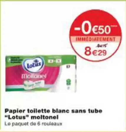 Papier toilette blanc sans tube "Lotus" moltonel