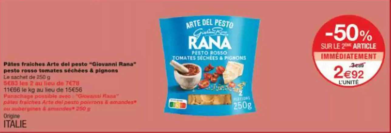 Pâtes fraîches Arte del pesto "Giovanni Rana" pesto rosso tomates séchées & pignons