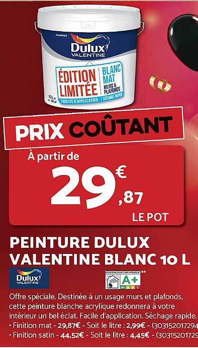 PEINTURE DULUX VALENTINE BLANC 10 L