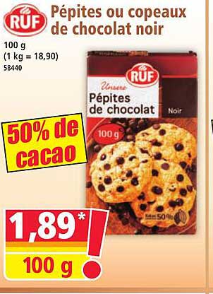 Pépites ou copeaux de chocolat noir