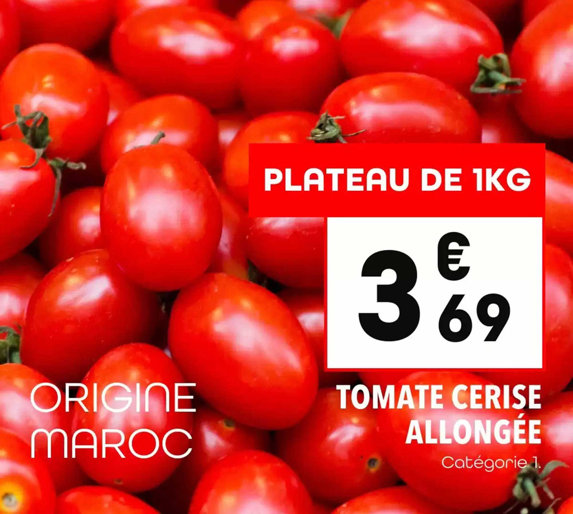PLATEAU DE 1KG TOMATE CERISE ALLONGÉE
