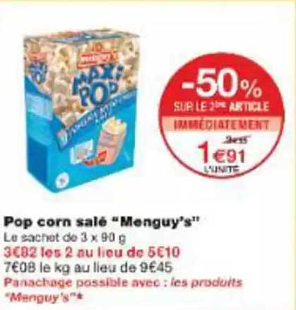 Pop corn salé “Menguy’s”