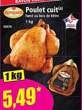 Poulet cuit(a) fumé au bois de hêtre 1 kg