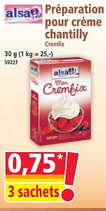 Préparation pour crème chantilly