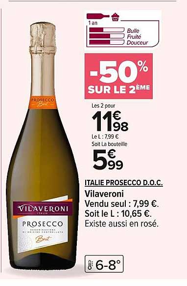 Prosecco Vilaveroni -50% sur le 2ème