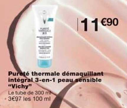 Pureté thermique démaquillant intégral 3-en-1 peau sensible "Vichy"
