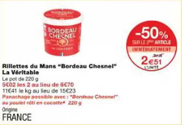 Rillettes du Mans "Bordeau Chesnel" La Véritable