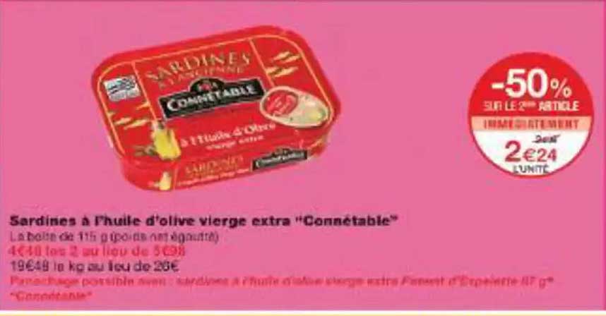 Sardines à l'huile d'olive vierge extra "Connétable"