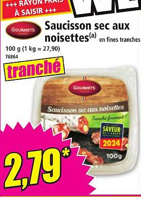 Saucisson sec aux noisettes