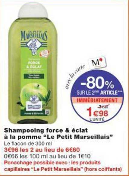 Shampooing force & éclat à la pomme "Le Petit Marseillais"
