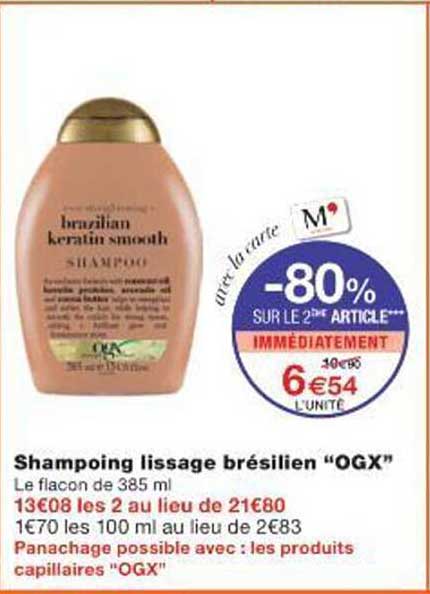 Shampooing lissage brésilien “OGX”