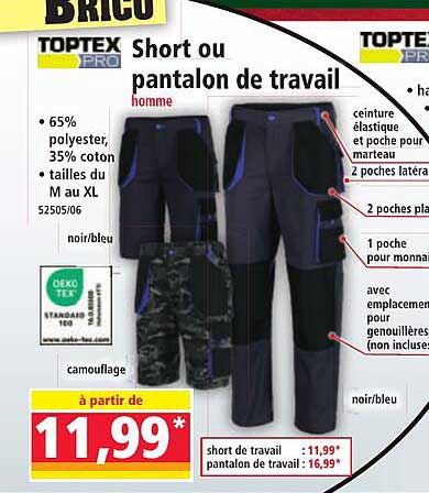 Short ou pantalon de travail