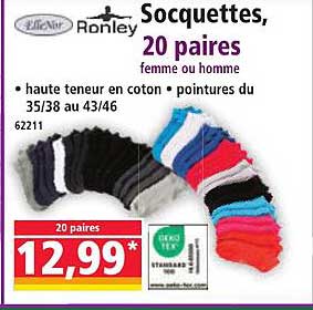 Socquettes, 20 paires femme ou homme