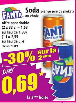 Soda orange zéro ou shokata au choix