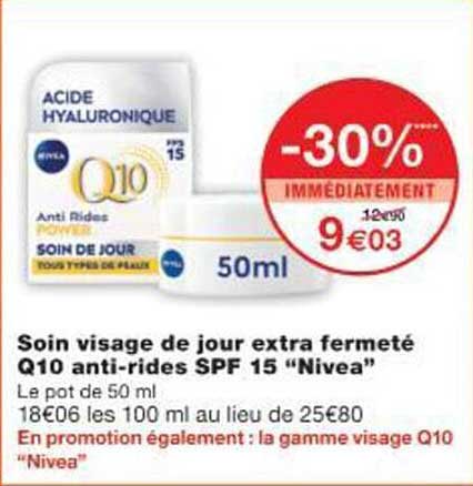 Soin visage de jour extra fermeté Q10 anti-rides SPF 15 “Nivea”