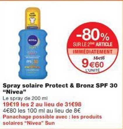 Spray solaire Protect & Bronz SPF 30 “Nivea”