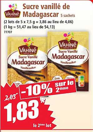Sucre vanillé de Madagascar 5 sachets