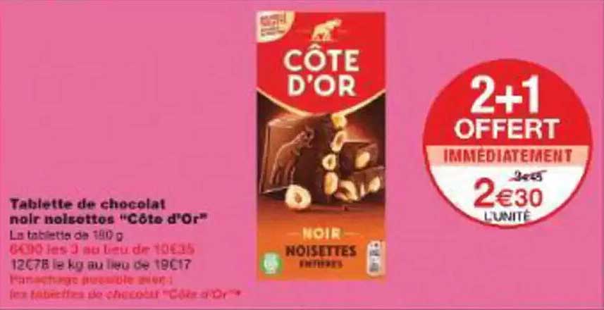 Tablette de chocolat noir noisettes "Côte d'Or"