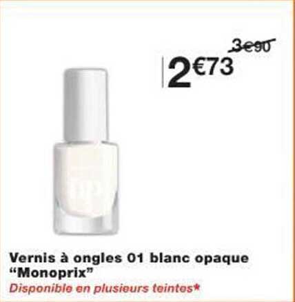 Vernis à ongles 01 blanc opaque "Monoprix"
