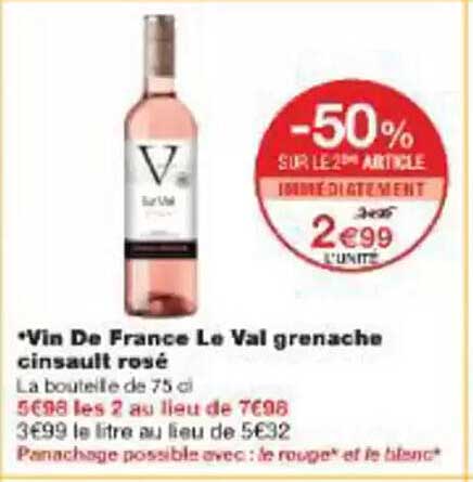 Vin De France Le Val grenache cinsault rosé