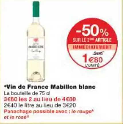 Vin de France Mabillon blanc